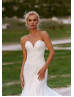 Strapless White Glitter Lace Tulle Princess Wedding Dress